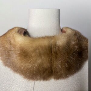 Vintage Genuine Mink Fur Collar Replacement | Honey Brown 24" Scarf Strip